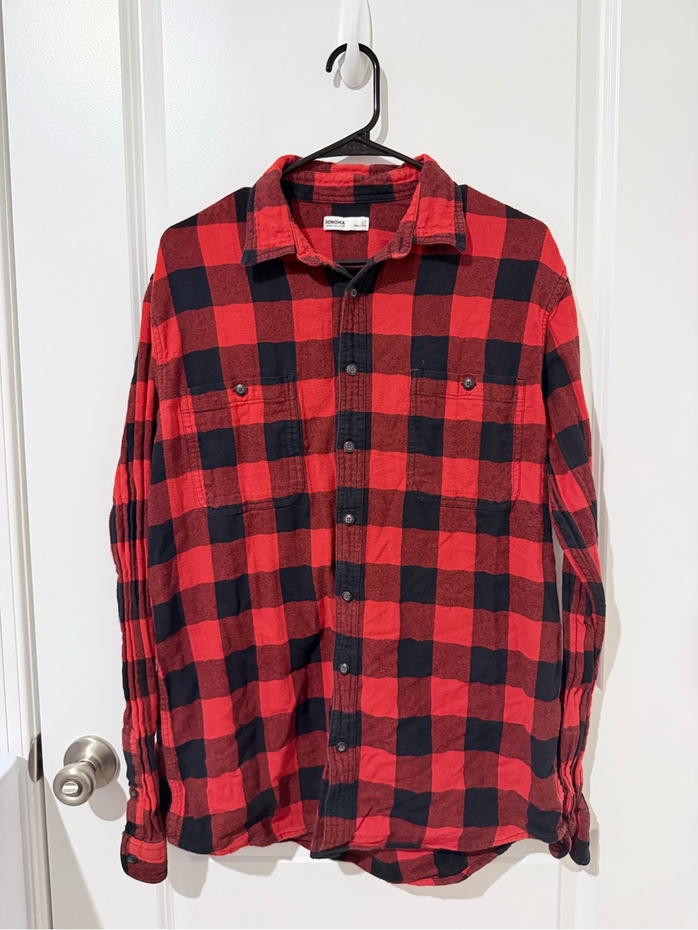 Sonoma Red and Black Buffalo Plaid Button-Down Shirt